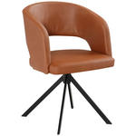 ARMLEHNSTUHL  in Stahl Lederlook (vegan)  - Cognac/Schwarz, KONVENTIONELL, Textil/Metall (56/84/59cm) - Moderano