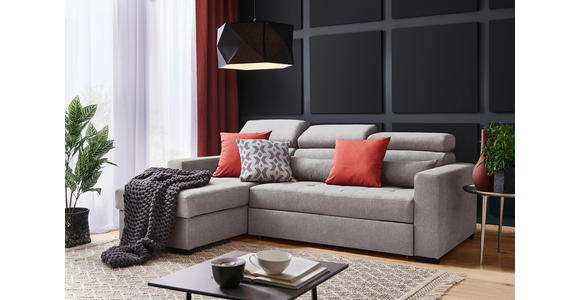 ECKSOFA in Webstoff Greige  - Greige/Schwarz, Design, Kunststoff/Textil (179/240cm) - Carryhome