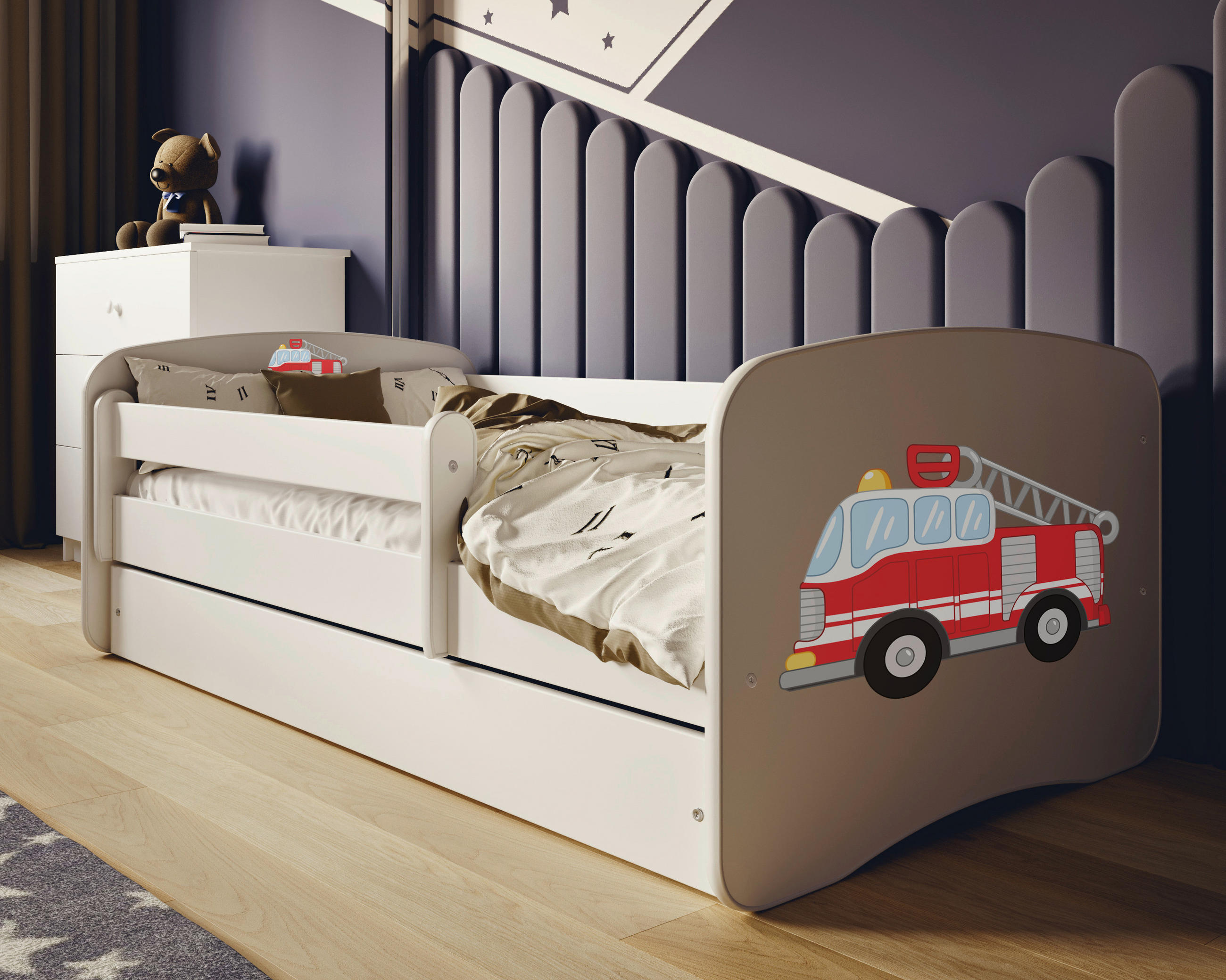 KINDER-/JUNIORBETT - Birkefarben/Rot, MODERN, Holz/Holzwerkstoff (80/160cm) - MID.YOU