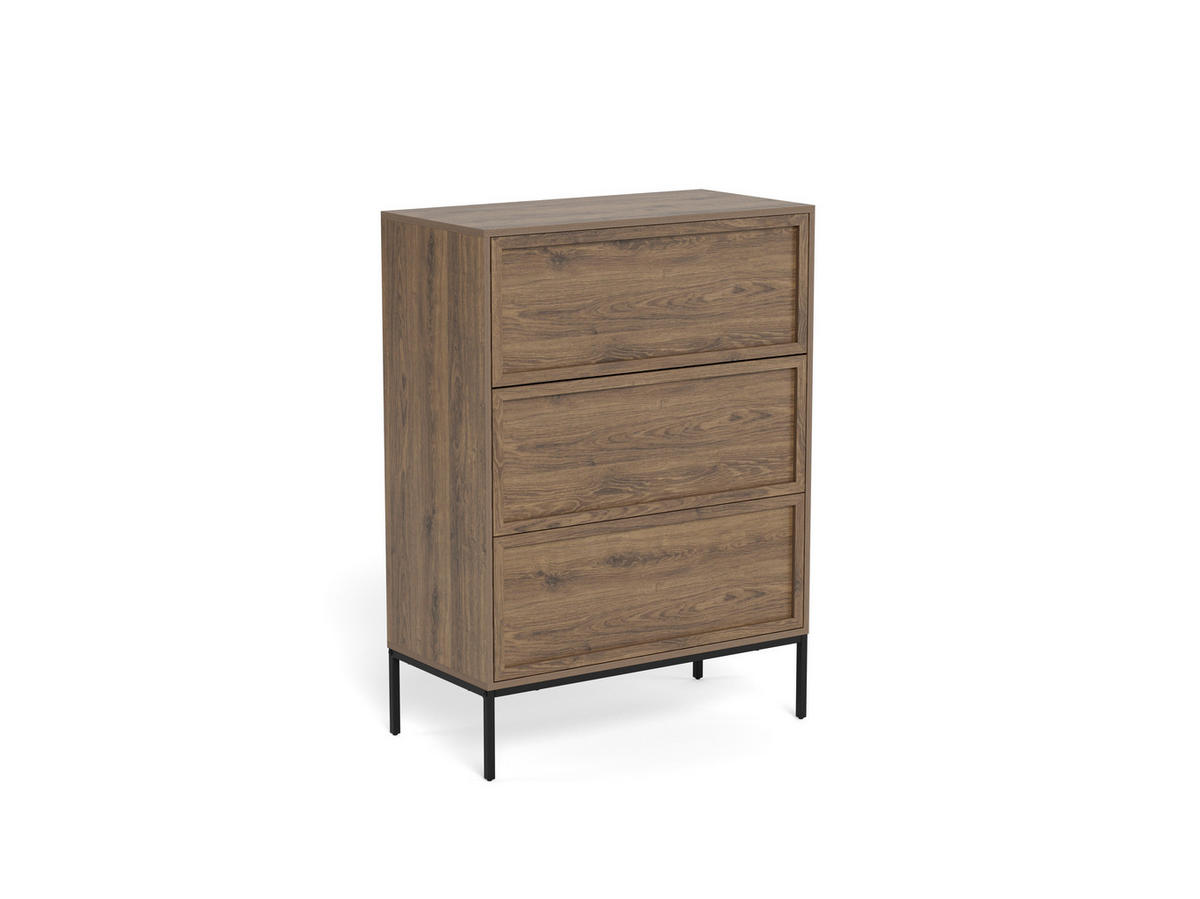 KOMMODE PALMDALE, 80/110/40 cm, 3 Schublade(n)  - Eiche dunkel/Schwarz, Design, Holzwerkstoff/Metall (80/110/40cm) - MID.YOU