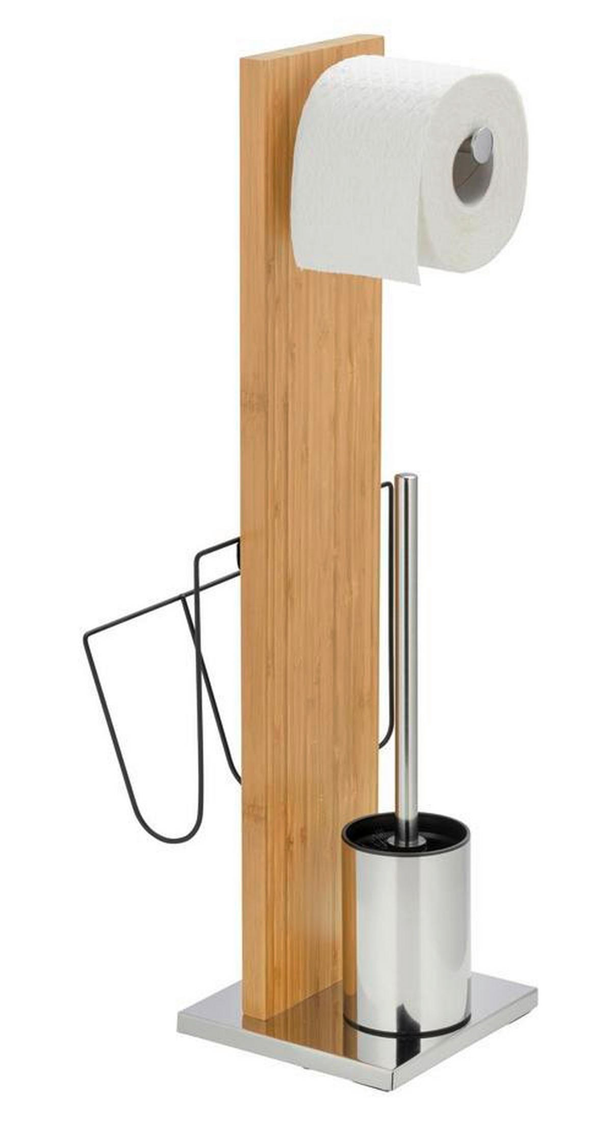 WC-BÜRSTENKOMBINATION - Chromfarben/Schwarz, Konventionell, Holz/Kunststoff (24,5/68/22,5cm) - Wenko