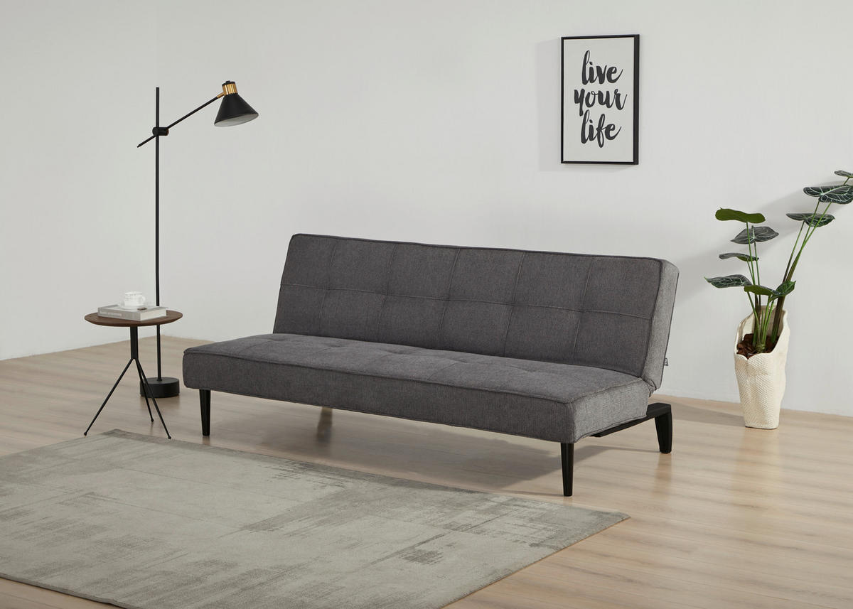 SCHLAFSOFA Webstoff Grau  - Schwarz/Grau, Design, Holz/Textil (179/77/93,5cm) - Ti'me