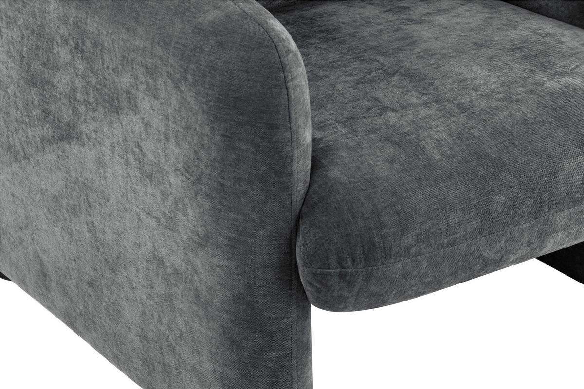 SESSEL in Samt Grau  - Schwarz/Grau, Design, Kunststoff/Textil (83/83/76cm) - MID.YOU