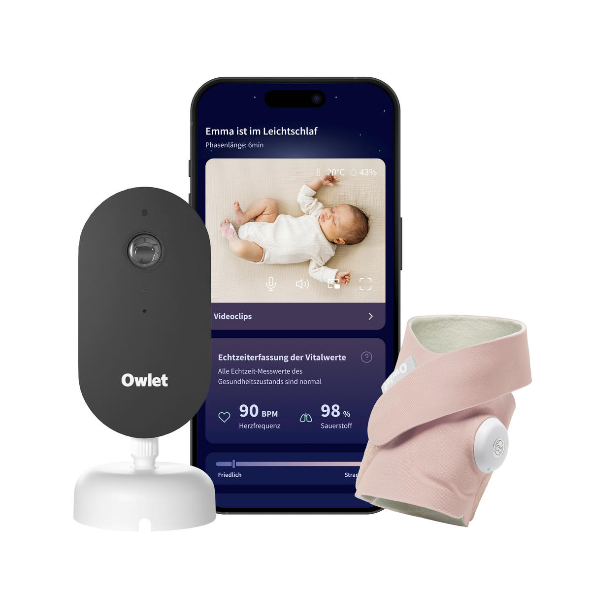 BABYPHONE - Altrosa, Basics, Textil (5,5/13cm) - Owlet