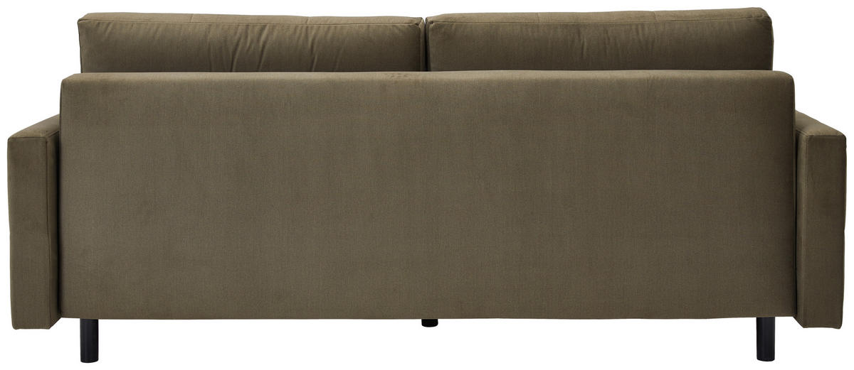 SCHLAFSOFA Samt Olivgrün  - Schwarz/Olivgrün, Konventionell, Holz/Textil (220/95/98cm) - MID.YOU