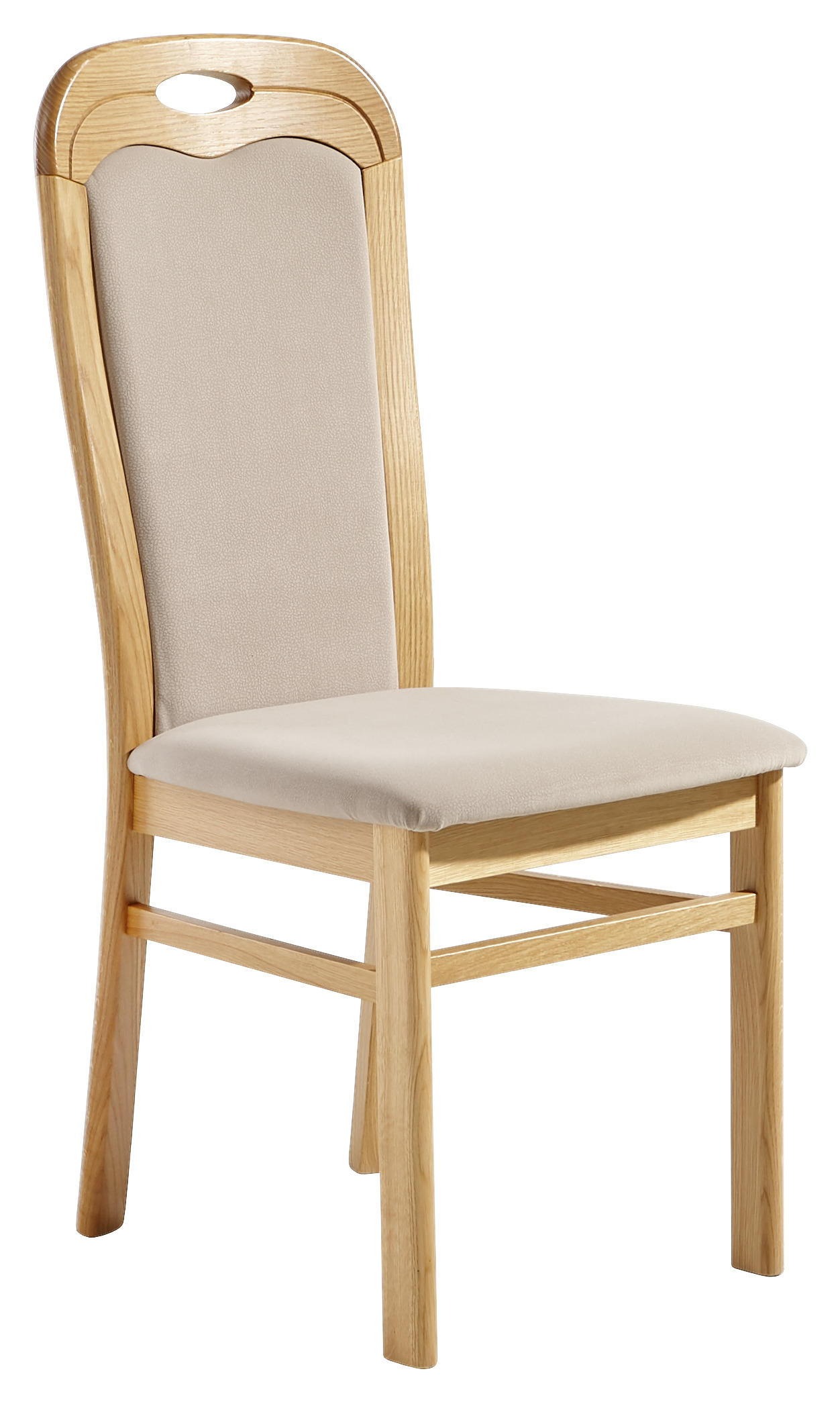 Stuhl in Holz, Textil Taupe, Eichefarben