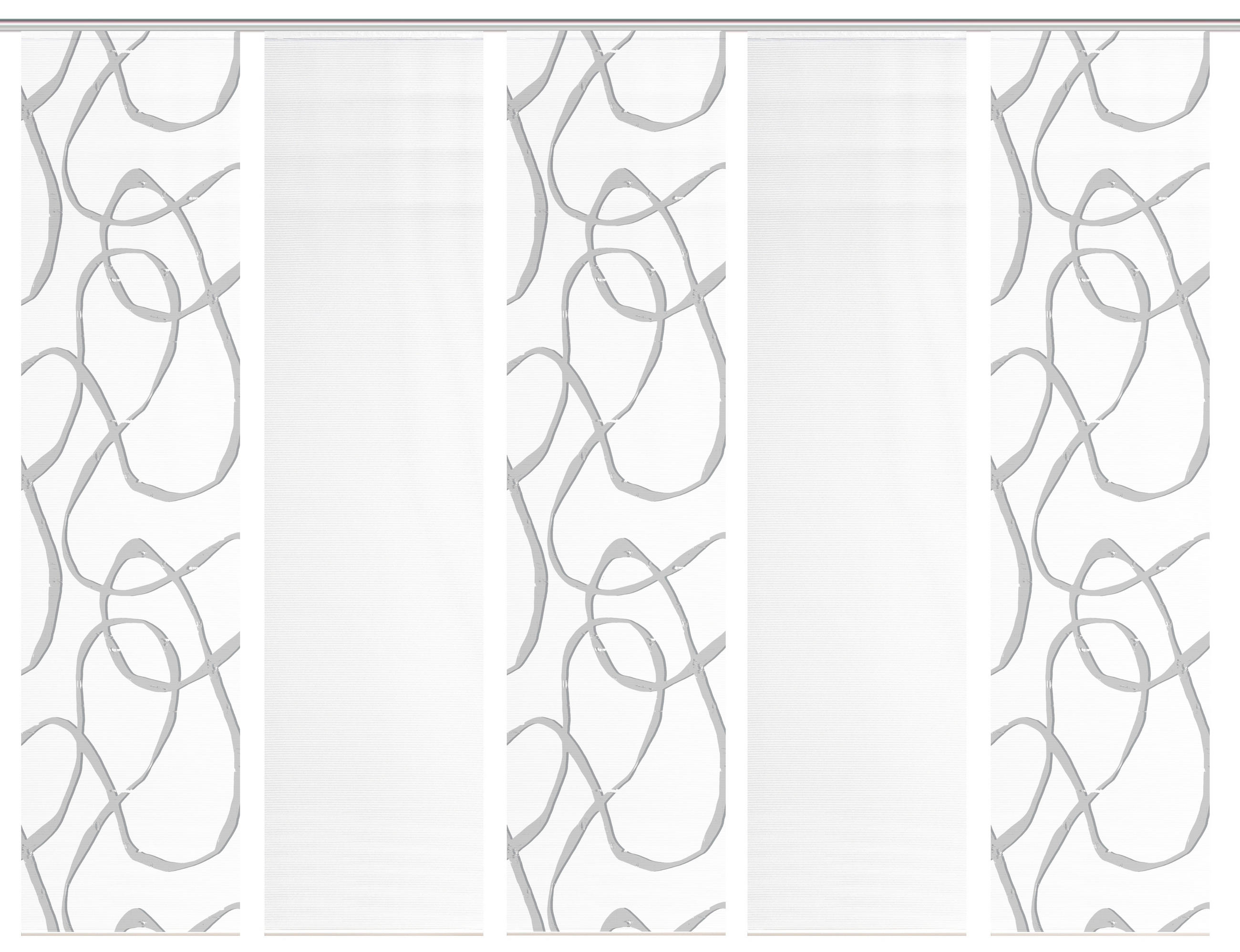 XXXLutz Flächenvorhang Ophelia Weiß, Grau Hochglanz 60x260 cm