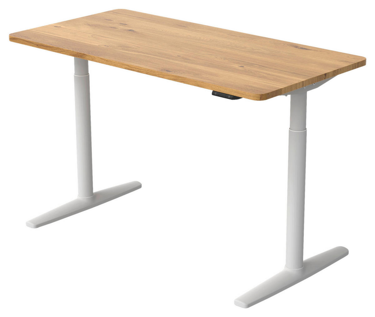 Birou in metal, plastic, material pe bază de lemn  - alb/culoare lemn stejar, Konventionell, plastic/metal (140/70/71-116cm) - Xora