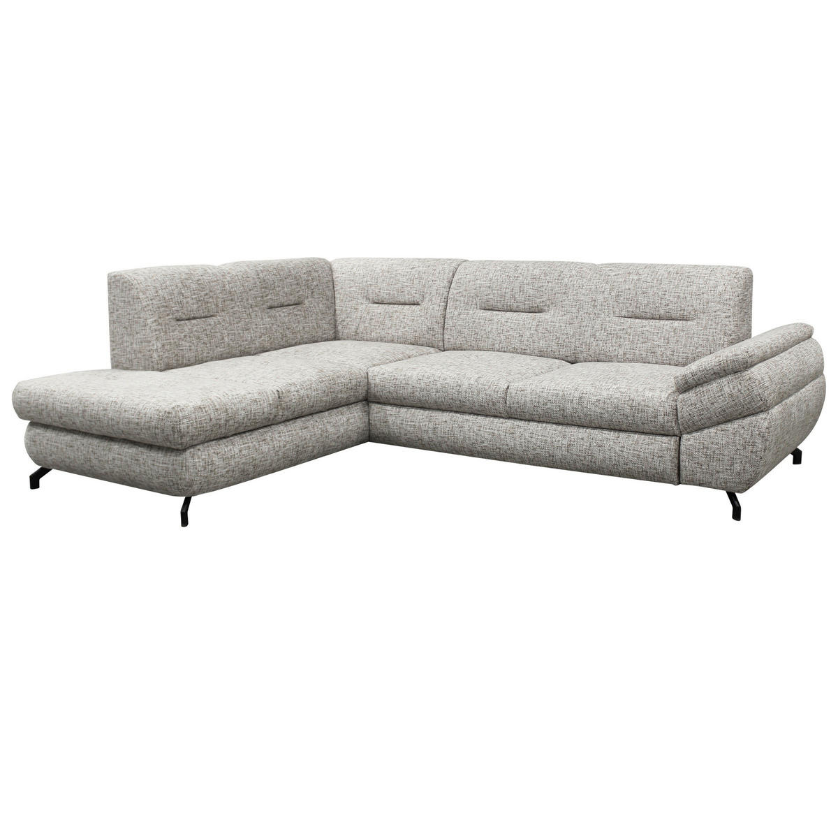 ECKSOFA Beige Struktur, Plüsch  - Beige/Schwarz, Design, Textil/Metall (201/274cm) - MID.YOU