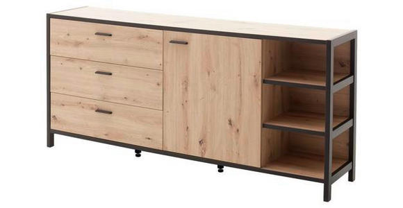 SIDEBOARD Anthrazit, Eichefarben Befestigungsmaterial, Einlegeböden  - Eichefarben/Anthrazit, Design, Holzwerkstoff/Metall (180/83/40cm) - Carryhome