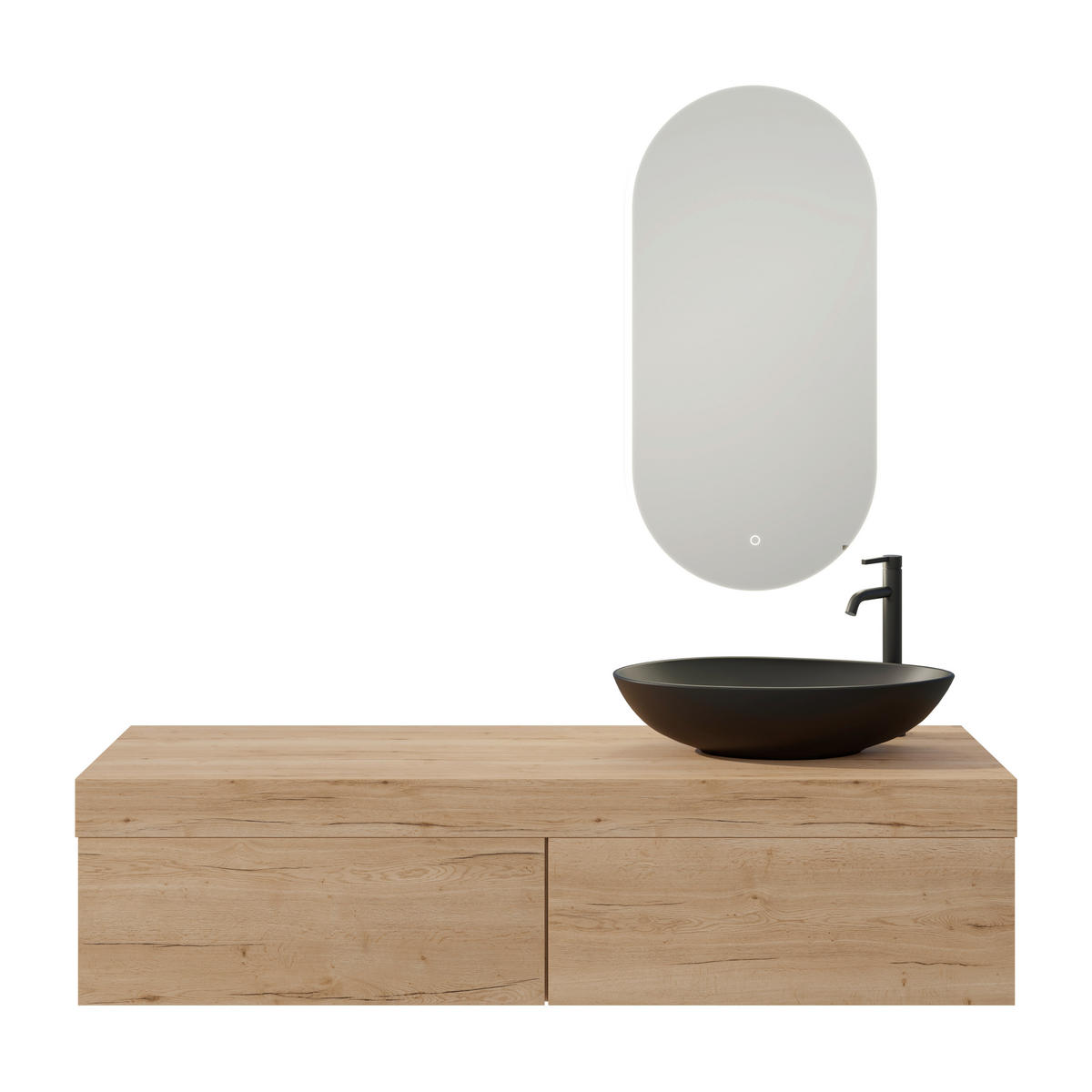 BADEZIMMER 5-teilig  in 160 cm  - Eichefarben/Schwarz, MODERN, Keramik/Holzwerkstoff (160cm) - Celina Home