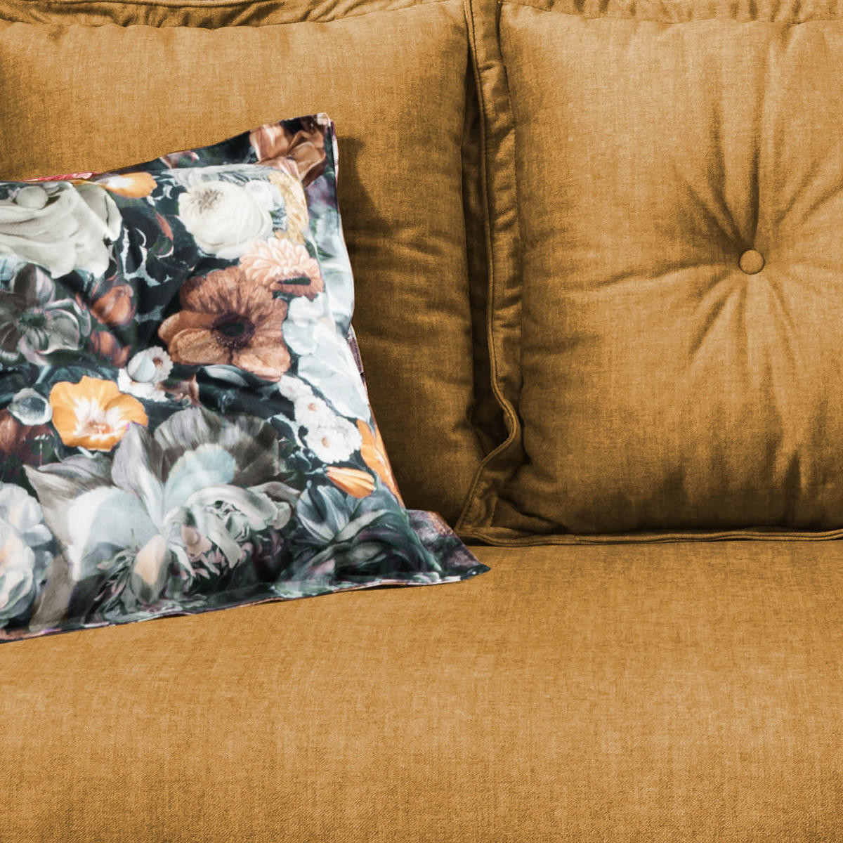 2,5-SITZER in Velours Gelb, Multicolor  - Gelb/Multicolor, Modern, Holz/Textil (196/94/103cm) - Livetastic