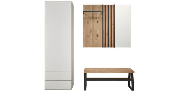 GARDEROBE 4-teilig  in 185/194/42 cm  - Eichefarben/Anthrazit, Design, Glas/Holz (185/194/42cm) - Johann Jakob