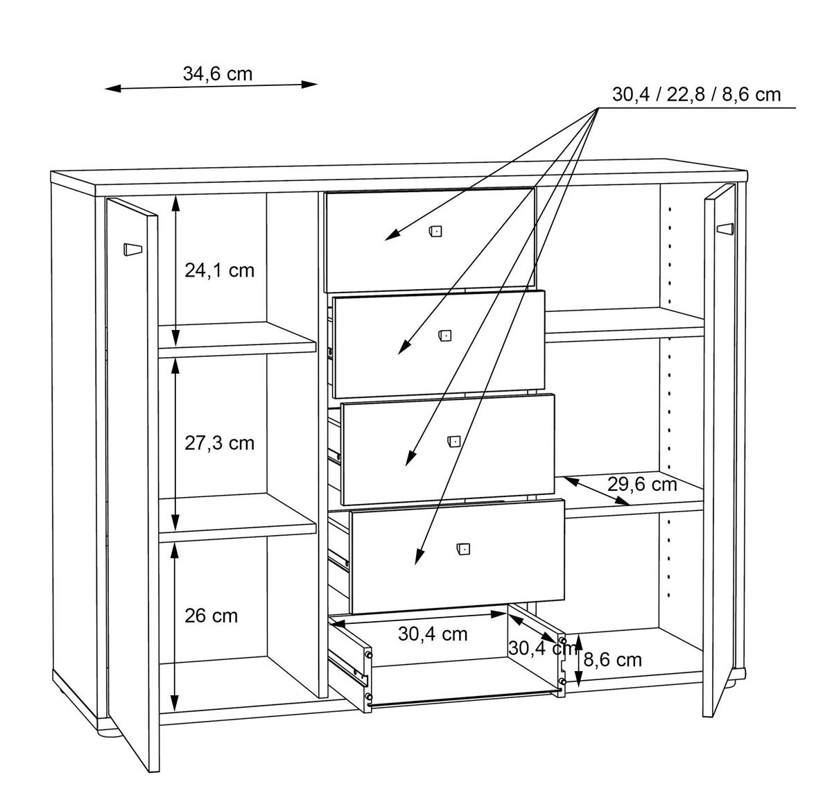 KOMMODE 108,8/85,5/34,8 cm  in Dunkelbraun, Graubraun  - Dunkelbraun/Graubraun, Design, Holzwerkstoff (108,8/85,5/34,8cm)