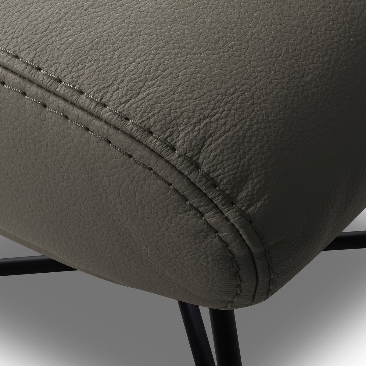 SESSELSET Echtleder Schlammfarben  - Schlammfarben/Schwarz, Design, Leder/Metall (67/87/74cm) - Livetastic