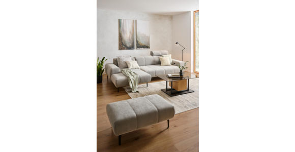 ECKSOFA inkl. Funktionen Grau Chenille  - Schwarz/Grau, Design, Textil/Metall (167/311cm) - Xora