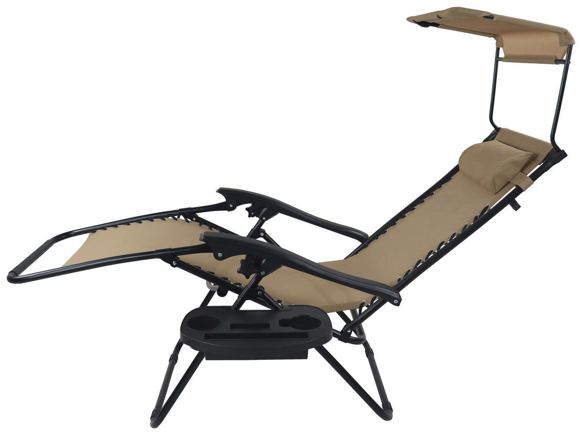GARTENLIEGE 64/133/91 cm  - Beige, MODERN, Textil/Metall (64/133/91cm) - Gardenson