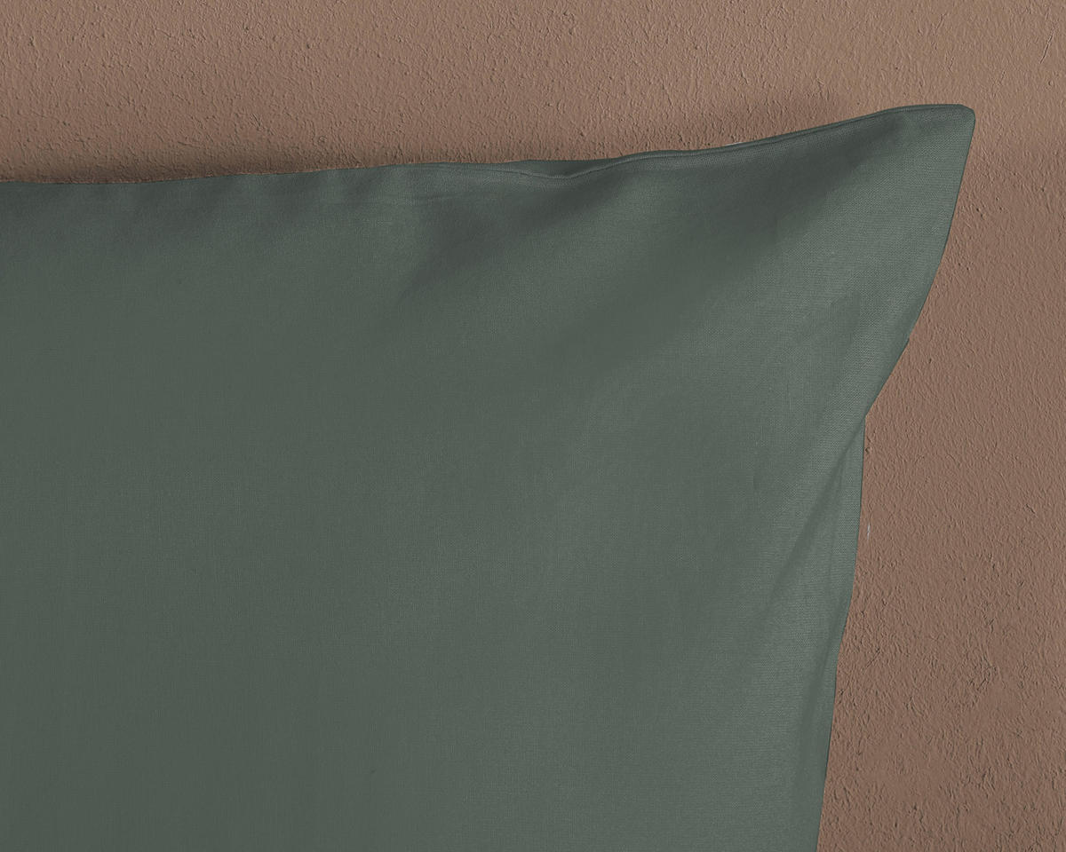 BETTWÄSCHE Uni Dark Olive Satin 135/200 cm  - Olivgrün, Basics, Textil (135/200cm)