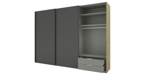 SCHWEBETÜRENSCHRANK  in Anthrazit, Eiche Artisan  - Anthrazit/Eiche Artisan, KONVENTIONELL, Holzwerkstoff/Metall (300/223/69cm) - Novel