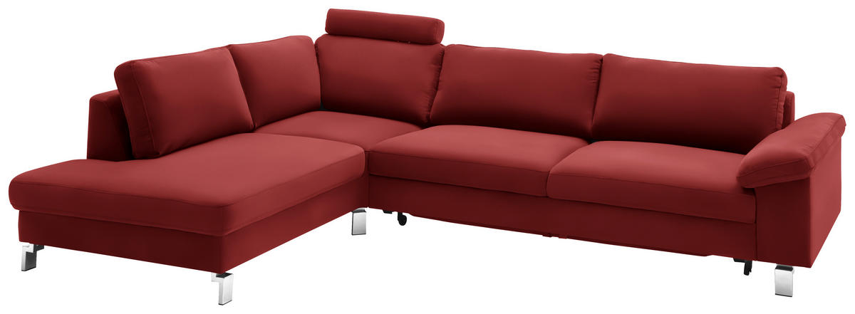 ECKSOFA in Echtleder Rot  200/281 cm  - Chromfarben/Rot, Design, Leder/Metall (200/281cm) - Pure Home Lifestyle