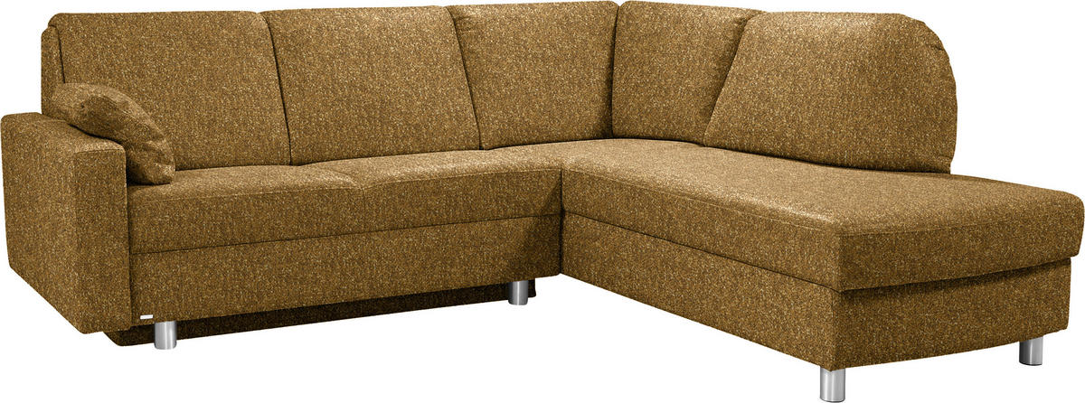 ECKSOFA  in Mikrovelours Senfgelb  227/208 cm  - Senfgelb/Alufarben, KONVENTIONELL, Textil/Metall (227/208cm) - Sedda