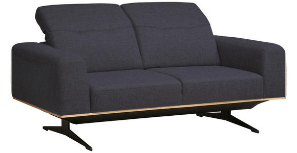 2-SITZER-SOFA in Struktur Dunkelblau - Schwarz/Dunkelblau, Design, Textil/Metall (174/76-97/102cm) - Novel