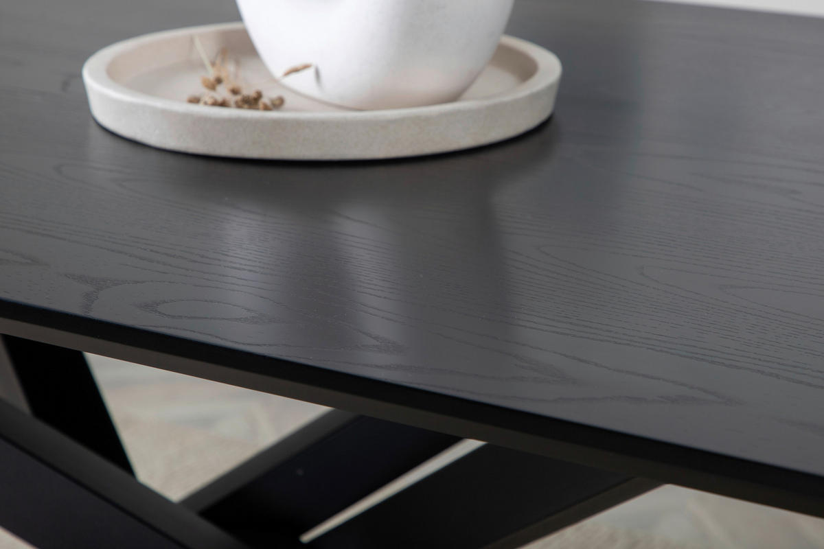 ESSTISCH furniert rechteckig Schwarz  - Schwarz, Design, Holzwerkstoff/Metall (180/90/76cm) - Livetastic