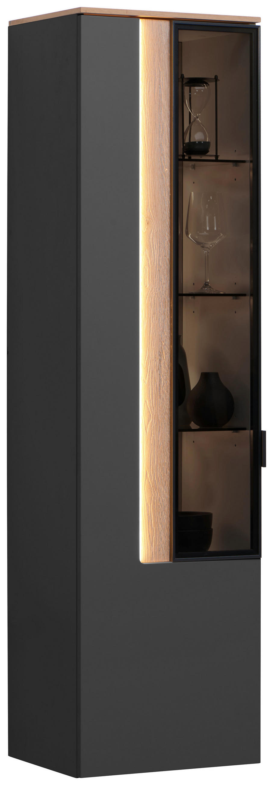 HÄNGEVITRINE  in furniert Anthrazit, Eichefarben  - Eichefarben/Anthrazit, Design, Glas/Holzwerkstoff (46/165/36cm) - Dieter Knoll