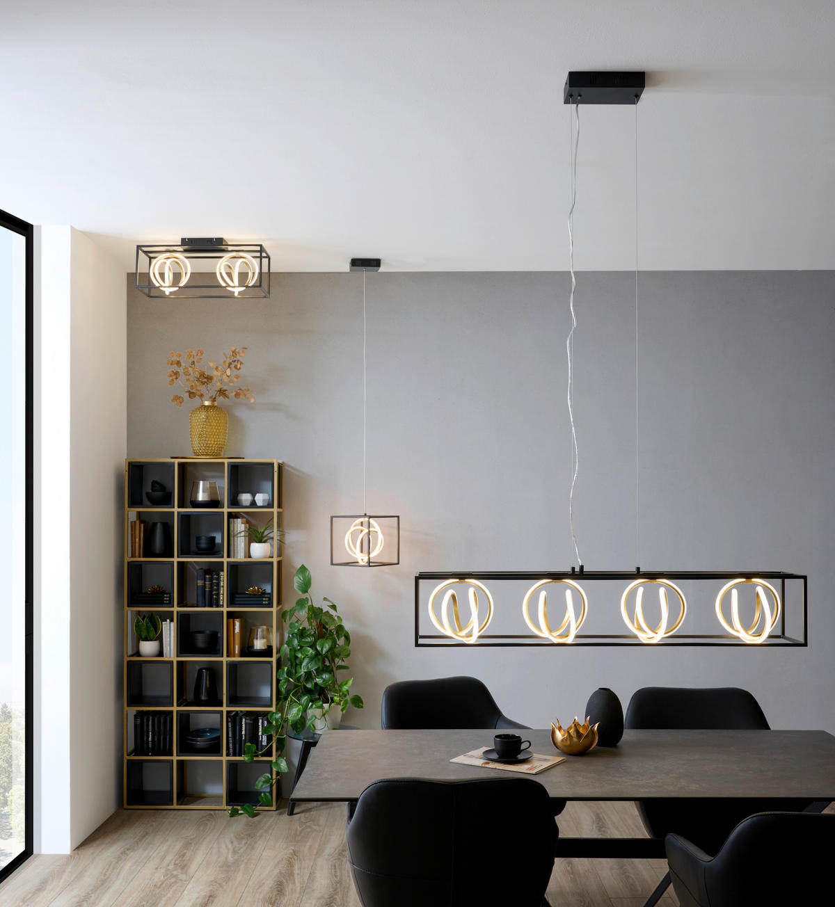 LED-DECKENLEUCHTE 13 W    58,5/20/25 cm  - Weiss/Goldfarben, Lifestyle, Kunststoff/Metall (58,5/20/25cm) - Fischer & Honsel