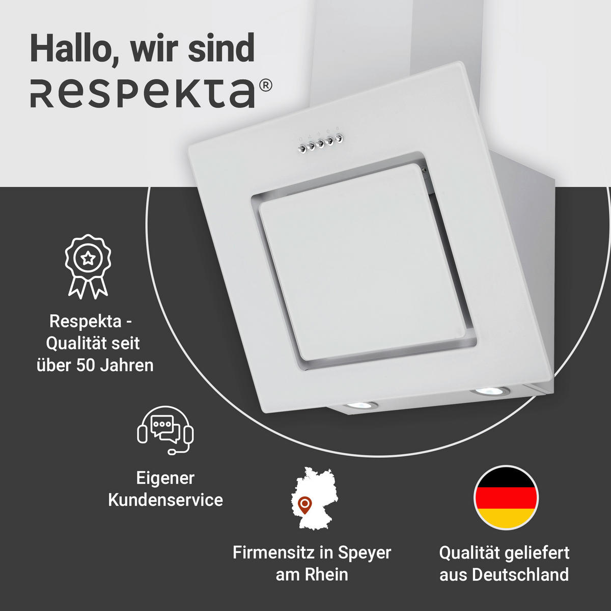 DUNSTABZUGSHAUBE CH22010WBZ  - Weiß, Trend, Glas/Metall (60/73,9-111,9/35cm) - Respekta