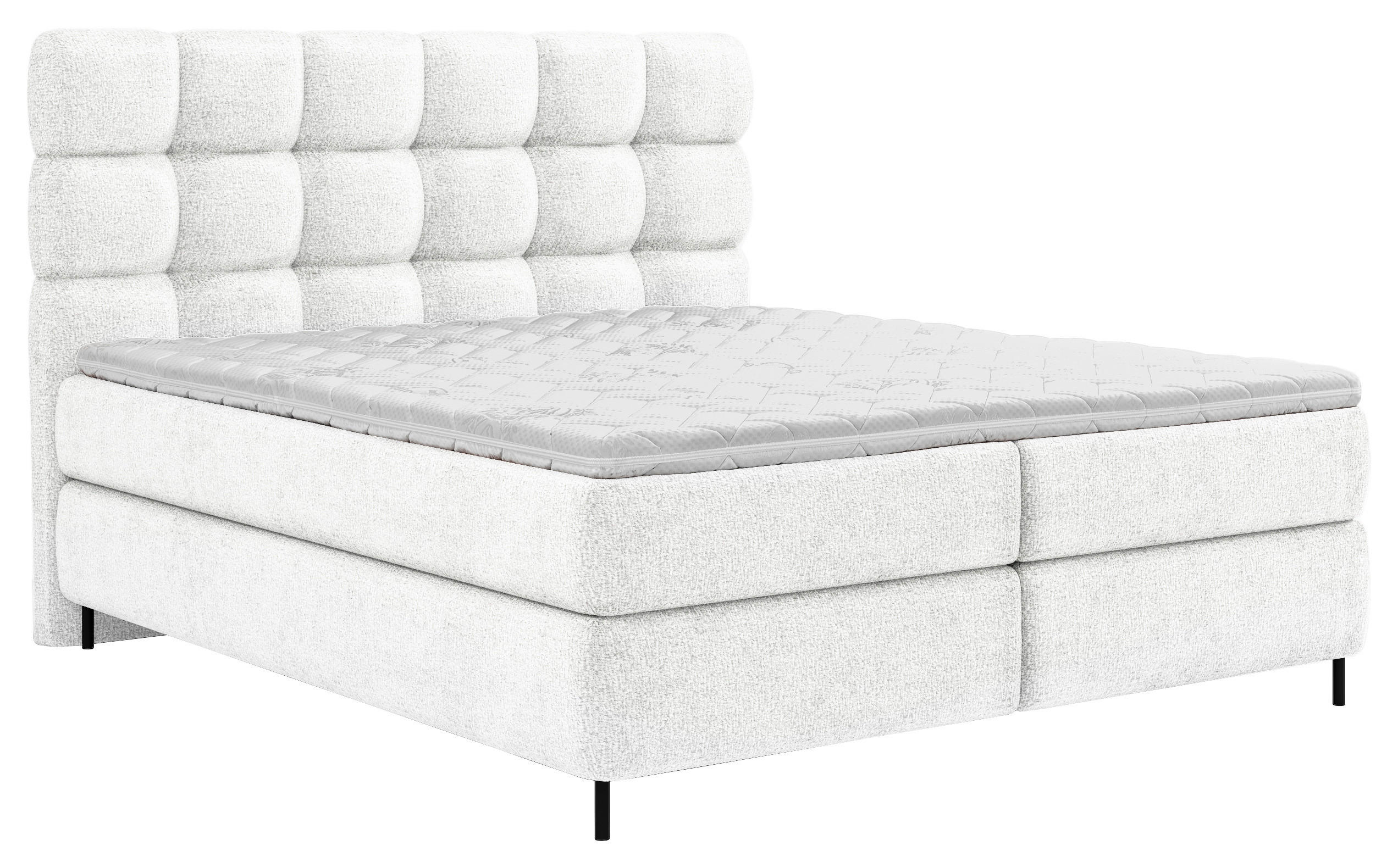 BOXSPRINGBETT 180/200 cm,  in Weiß, gepolstertes Kopfteil, Topper, Matratzen, H2 + H3 = mittel + fest  - Schwarz/Weiß, Trend, Textil/Metall (180/200cm) - Esposa