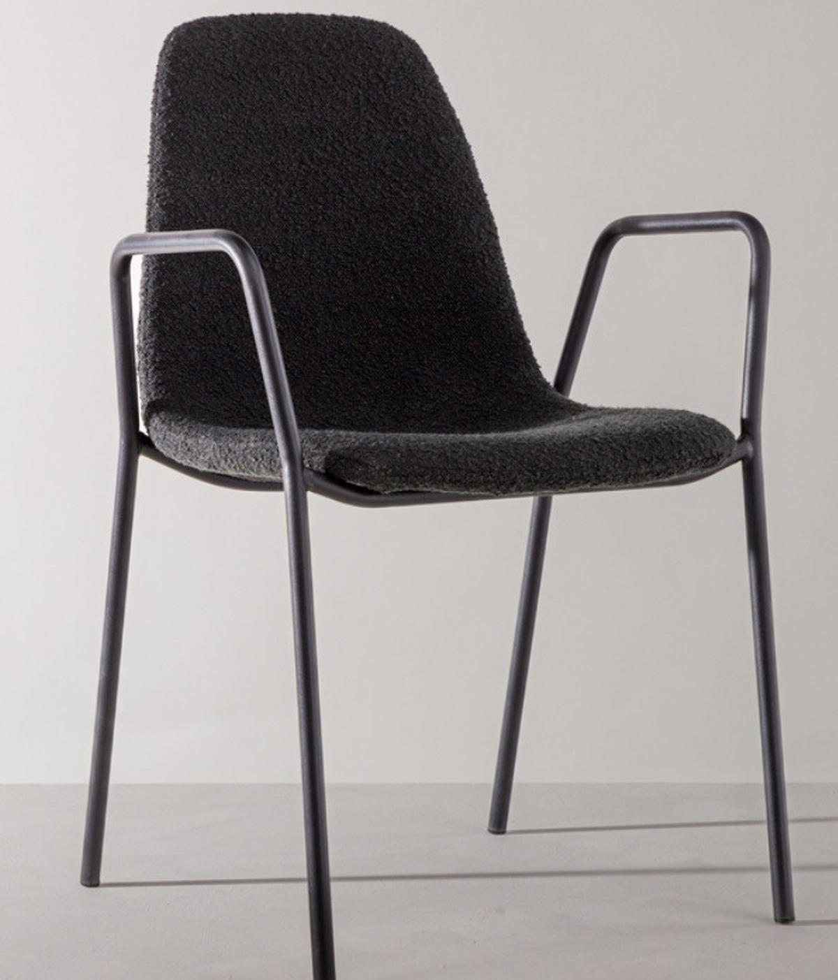 STOL stål bouclé  - svart, Design, metall/textil (56/80/60cm) - Niels Andersson