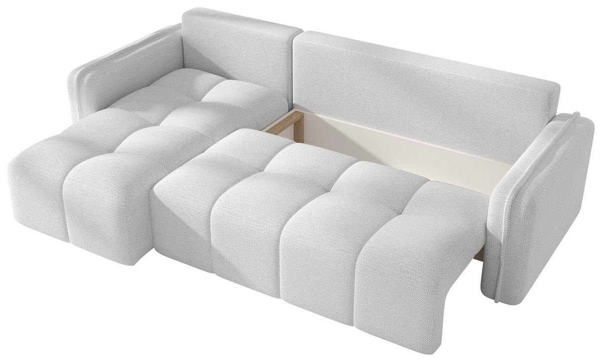 ECKSOFA  in Flachgewebe Weiß  - Schwarz/Weiß, MODERN, Kunststoff/Textil (142/240cm) - Carryhome