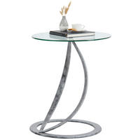 BEISTELLTISCH 55/55/45 cm Grau rund  - Grau, Design, Glas/Metall (55/55/45cm) - Novel
