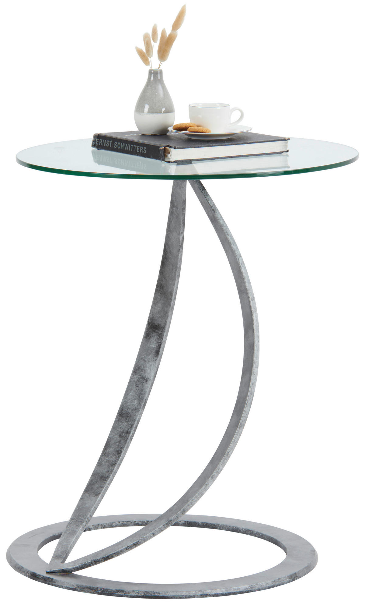 BEISTELLTISCH 55/55/45 cm Grau rund  - Grau, Design, Glas/Metall (55/55/45cm) - Novel