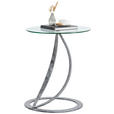 BEISTELLTISCH in Metall, Glas 55/55/45 cm  - Grau, Design, Glas/Metall (55/55/45cm) - Novel