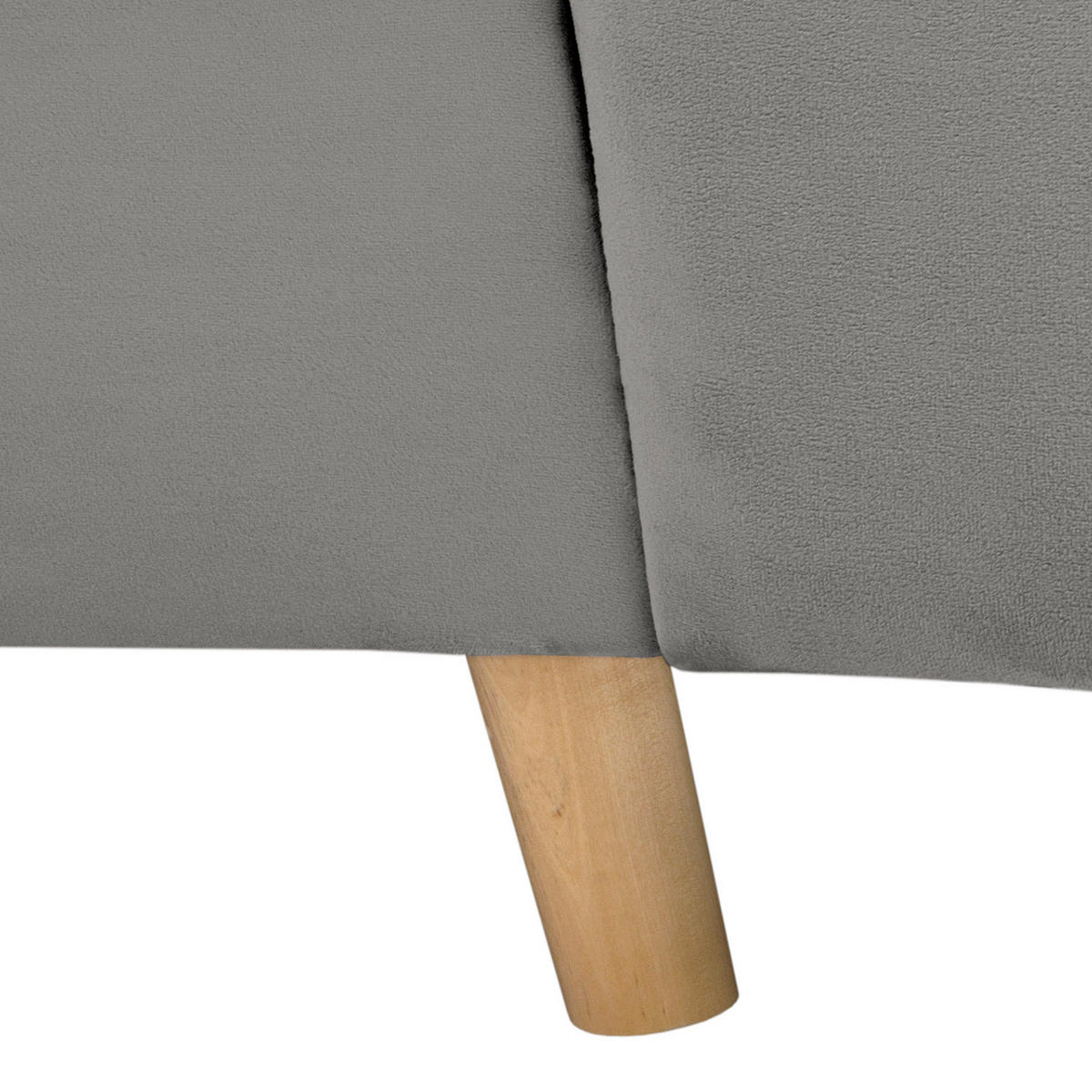 ECKSOFA inkl. Hocker Ariella Grau Samt Rückenkissen, Hocker  - Naturfarben/Grau, Design, Holz/Textil (161/231cm) - Livetastic