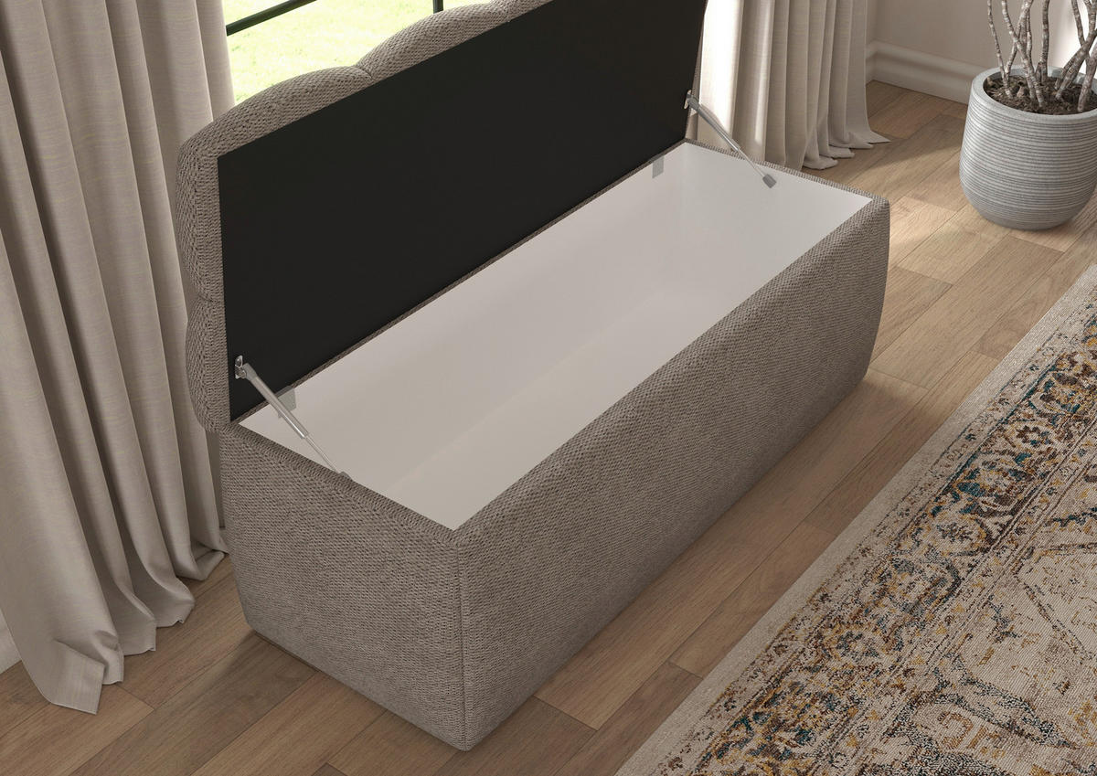 BETTBANK Bouclé Sandfarben  - Sandfarben/Schwarz, Basics, Kunststoff/Textil (141/50/40cm) - Chameo