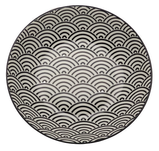 DJUP TALLRIK   - vit/svart, Trend, keramik (20,3cm) - Novel