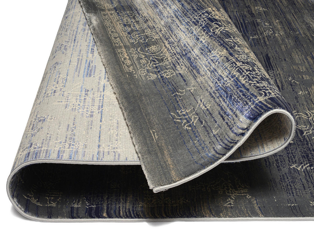FLACHWEBETEPPICH 200/300 cm Wave Kontura Blau, Creme  - Blau/Creme, Design, Textil (200/300cm) - Musterring