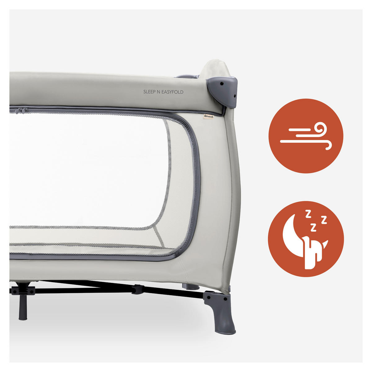 REISEBETT Sleep N Easyfold   - Dunkelgrau/Hellgrau, Basics, Holzwerkstoff/Kunststoff (69/82/125cm) - Hauck