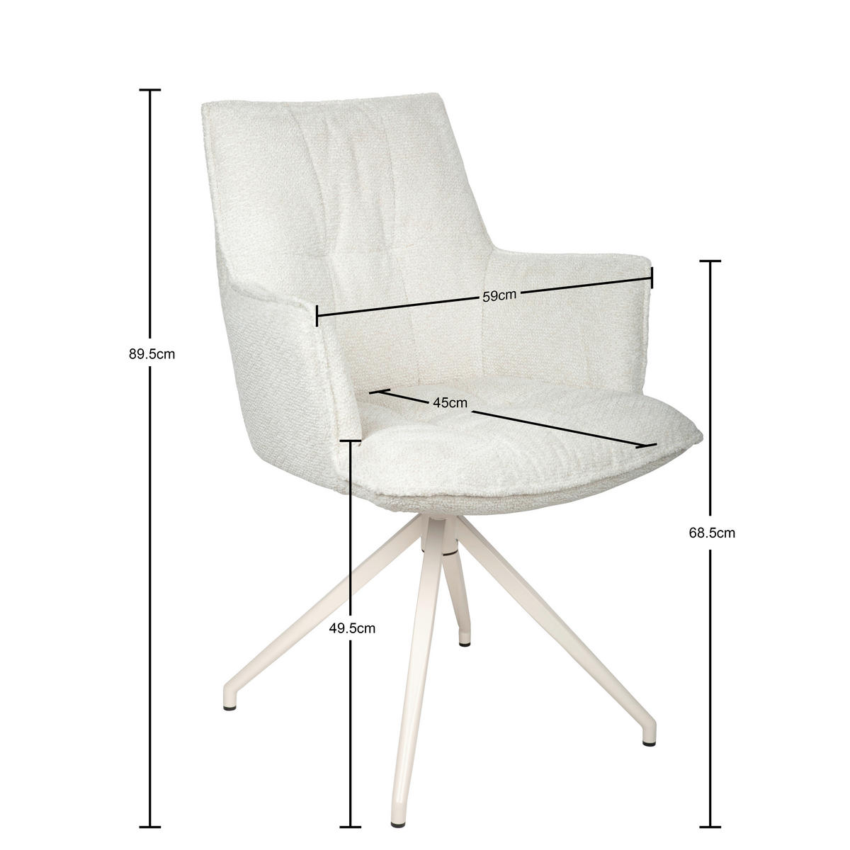 KAROSSZÉK krémszínű  - krémszínű, Design, textil/fém (59/89,5/63cm) - Niels Andersson
