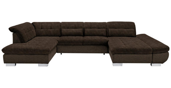 WOHNLANDSCHAFT  in Mikrofaser Braun  - Chromfarben/Braun, Design, Kunststoff/Textil (211/350/204cm) - Xora