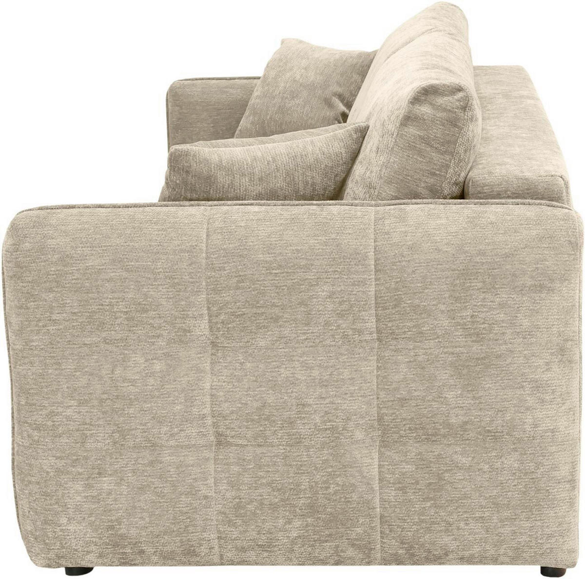 BOXSPRINGSOFA Chenille Naturfarben  inkl. Zierkissen, Rückenkissen, Bettkasten, Schlaffunktion  - Schwarz/Naturfarben, KONVENTIONELL, Kunststoff/Textil (235/94/103cm) - Novel