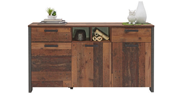 SIDEBOARD  156,4/86,3/41,6 cm 2 Schublade(n)  - Dunkelgrau/Dunkelbraun, Design, Holzwerkstoff/Kunststoff (156,4/86,3/41,6cm) - Carryhome