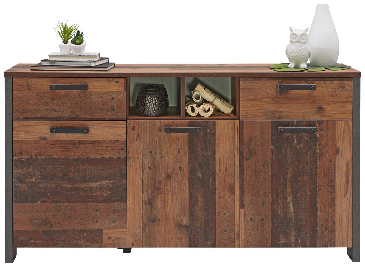 SIDEBOARD  156,4/86,3/41,6 cm 2 Schublade(n)  - Dunkelgrau/Dunkelbraun, Design, Holzwerkstoff/Kunststoff (156,4/86,3/41,6cm) - Carryhome
