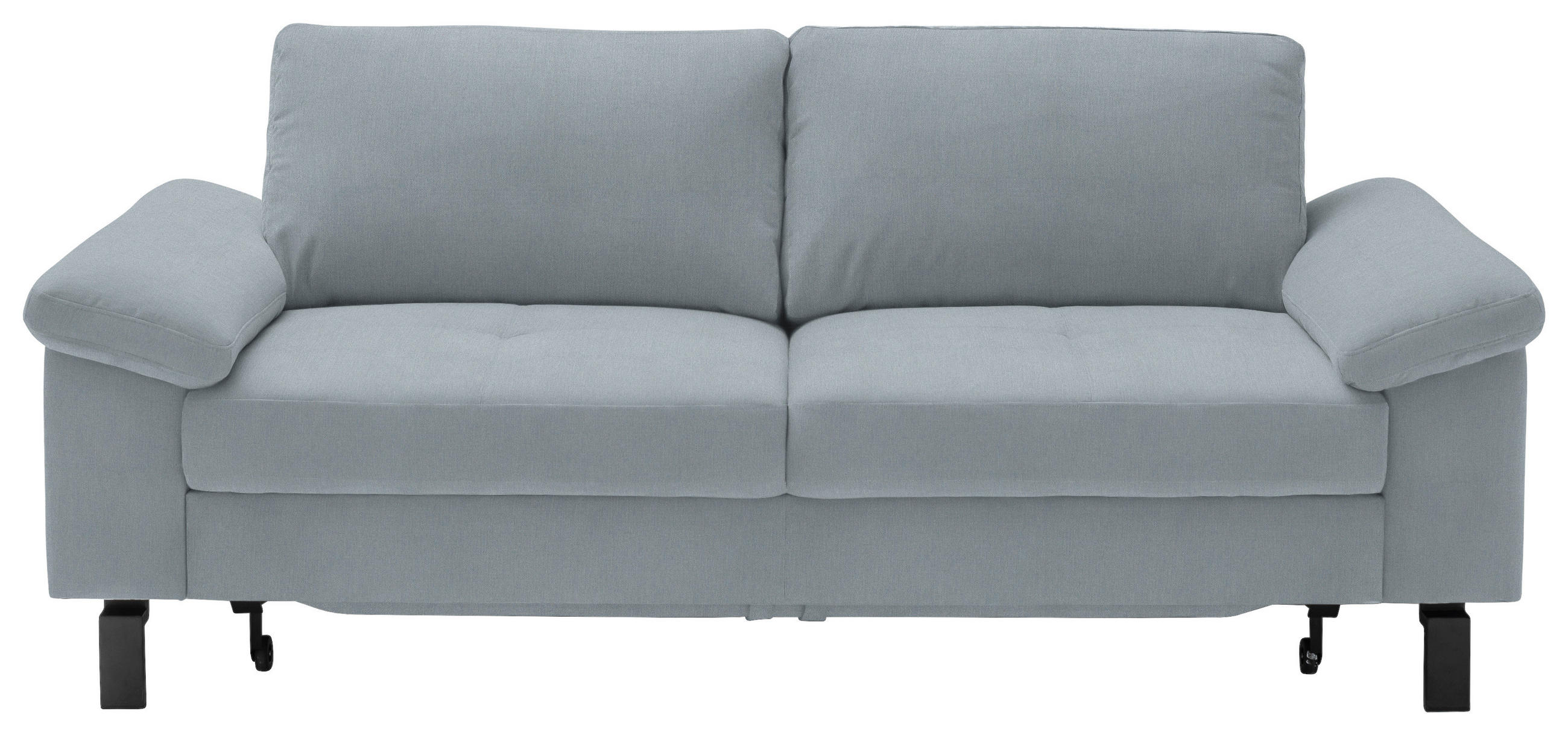 2,5-SITZER in Velours Hellblau  - Schwarz/Hellblau, Design, Textil/Metall (206/86/97cm) - Pure Home Lifestyle