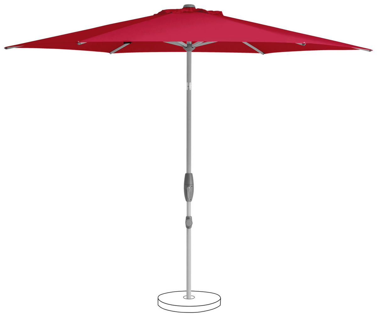 SONNENSCHIRM 300 cm Rot  - Silberfarben/Rot, KONVENTIONELL, Textil/Metall (300/300cm) - Suncomfort by Glatz