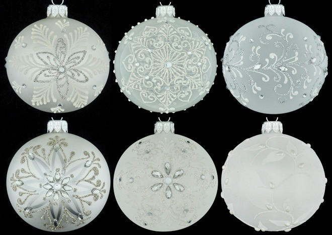 KARÁCSONYFAGÖMB - fehér, Lifestyle, Üveg/fém (10cm) - X-Mas
