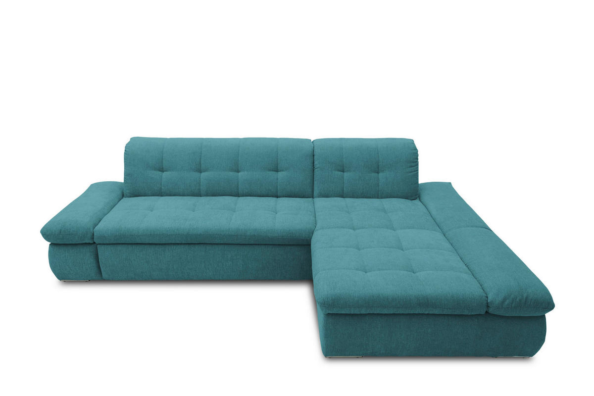 ECKSOFA MORIC - Chromfarben/Petrol, KONVENTIONELL, Textil/Metall (300/172cm) - MID.YOU